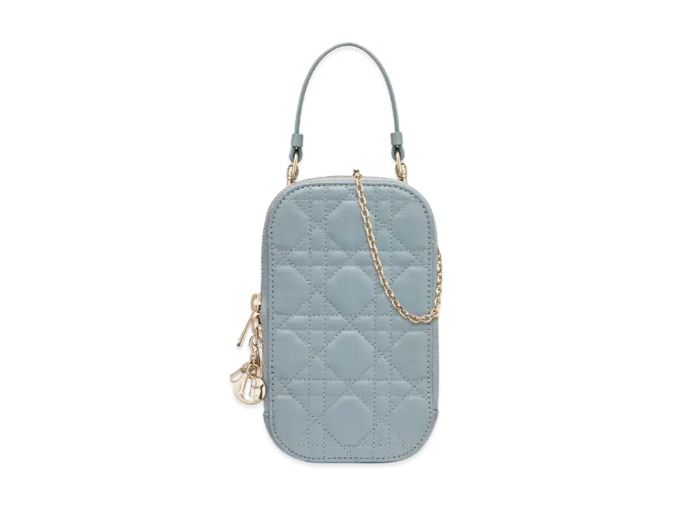 Dior Lady Phone Holder Cannage Lambskin "Cloud Blue"