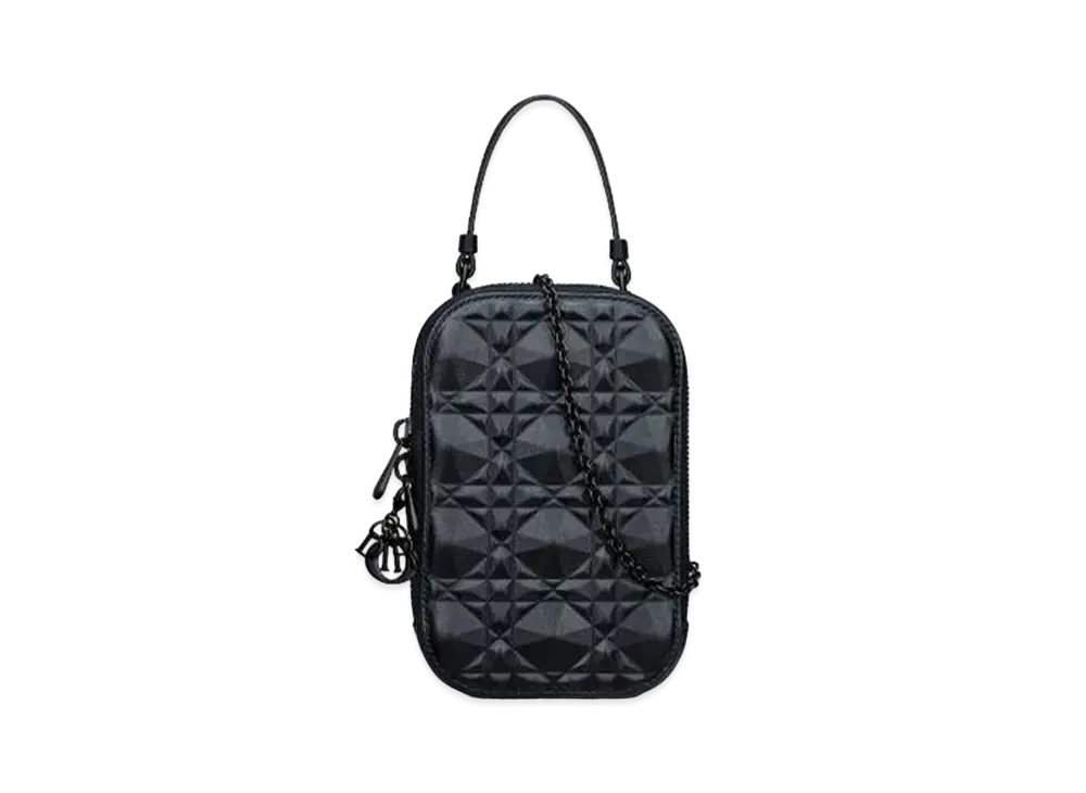 Dior Lady Phone Holder Diamond Cannage Calfskin "Black"