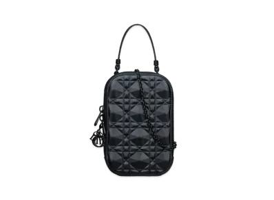 Dior Lady Phone Holder Diamond Cannage Calfskin "Black"