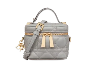 Dior Lady Micro Vanity Case Stone Cannage Lambskin "Gray"