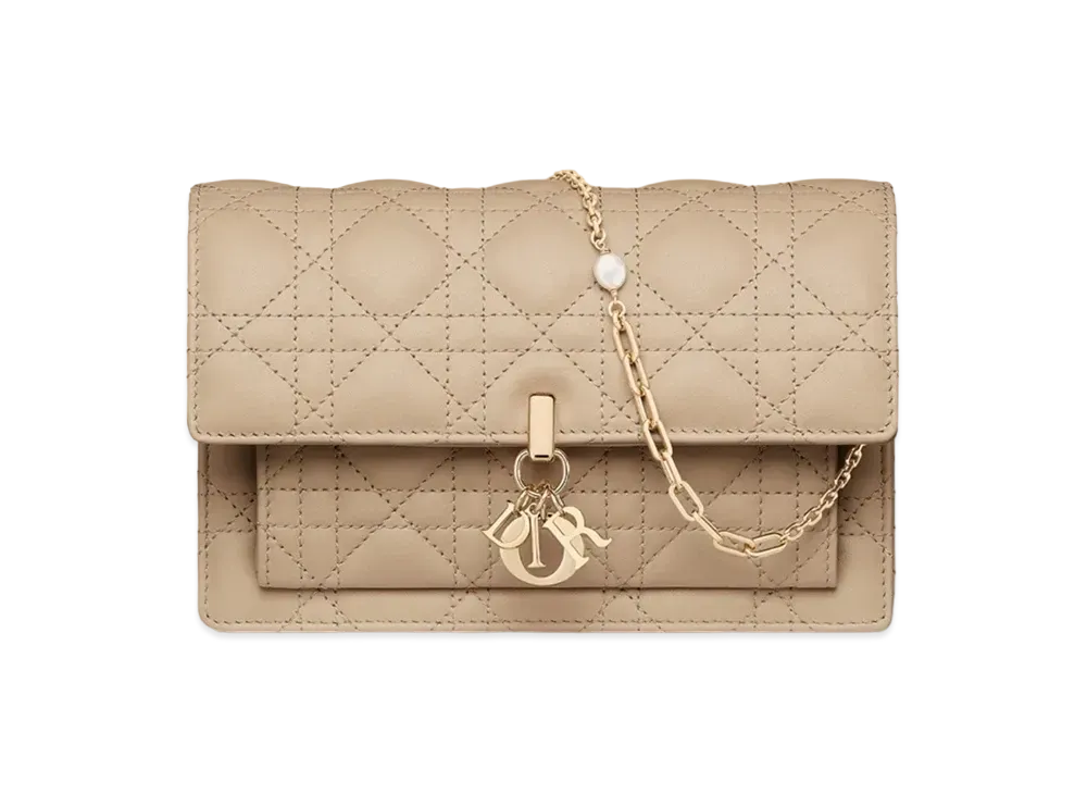 Dior Lady Chain Pouch Cannage Lambskin "Sand"