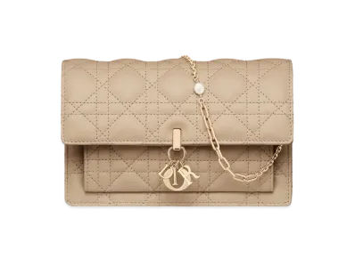 Dior Lady Chain Pouch Cannage Lambskin "Sand"