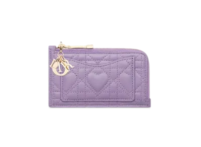 Dior Lady Dior Cosmos Zip Card Holder Heart Cannage Lambskin Japan Exclusive "Lilac"