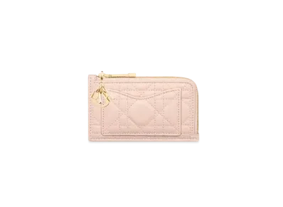 Dior Lady Dior Cosmos Zip Card Holder Cannage Lambskin "Powder Pink"