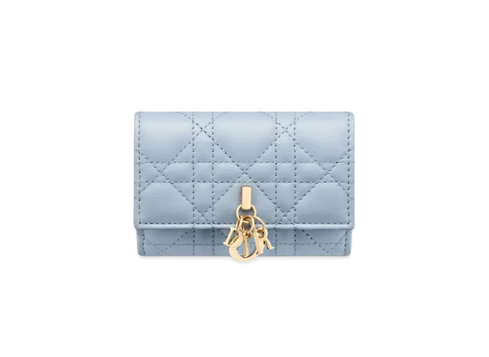 Dior My Dior Glycine Wallet Cannage Calfskin "Pail Blue/Powder Beige"