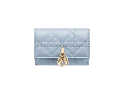Dior My Dior Glycine Wallet Cannage Calfskin "Pail Blue/Powder Beige"