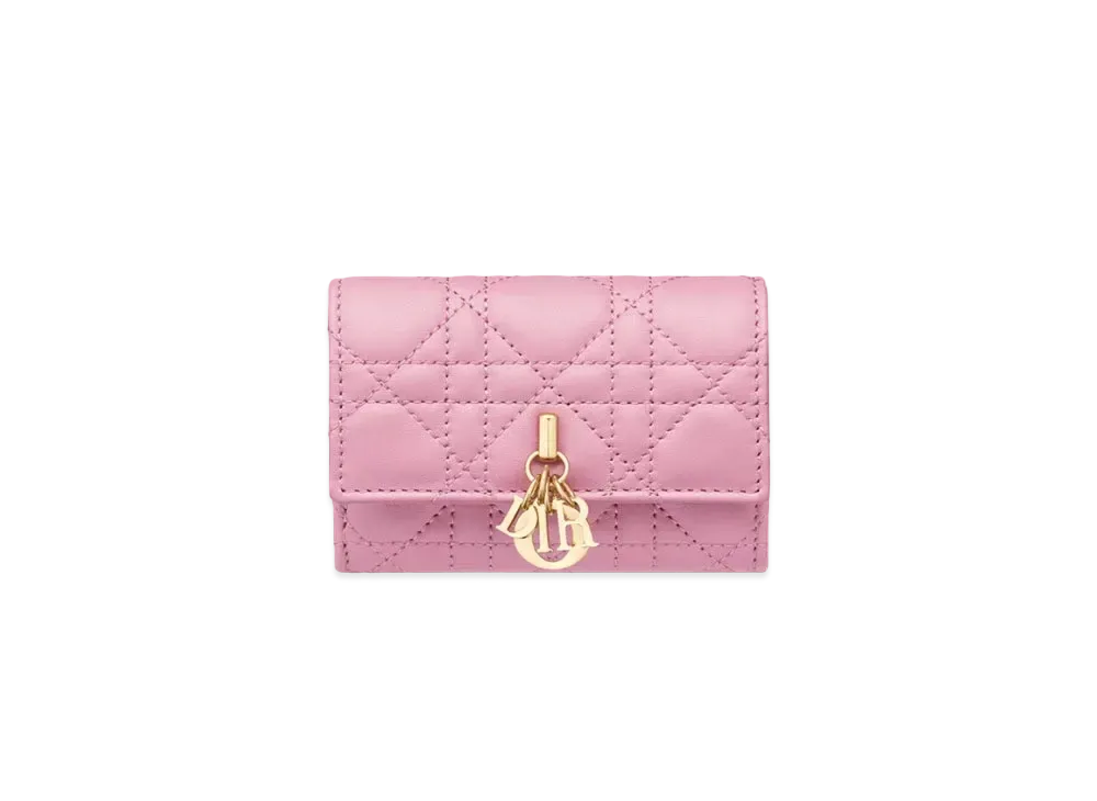 Dior My Dior Glycine Wallet Cannage Lambskin "Hydrangea Pink"
