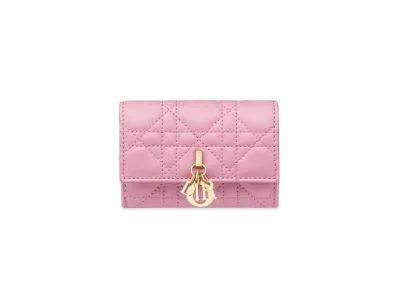 Dior My Dior Glycine Wallet Cannage Lambskin "Hydrangea Pink"