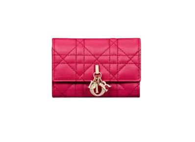 Dior Miss Dior Glycine Wallet Cannage Lambskin "Passion Pink"