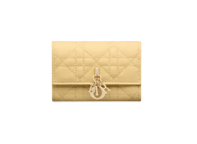 Dior Miss Dior Glycine Wallet Cannage Lambskin "Pastel Yellow"