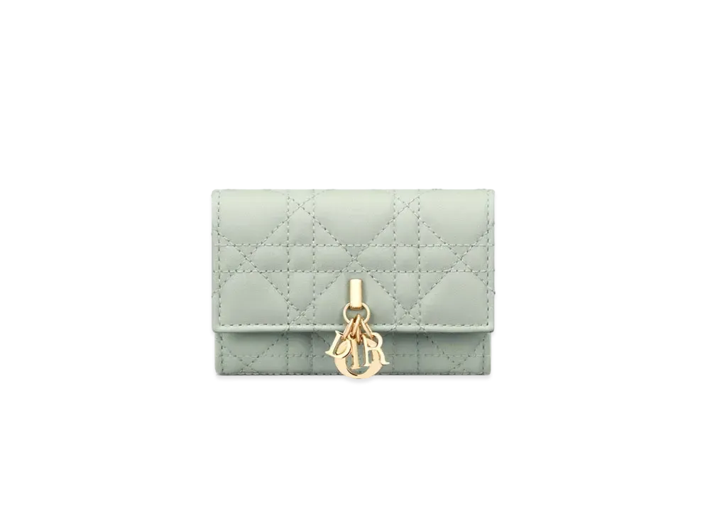 Dior My Dior Glycine Wallet Cannage Lambskin "Pistachio Green"