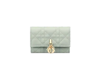 Dior My Dior Glycine Wallet Cannage Lambskin "Pistachio Green"