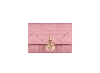 Dior Miss Dior Glycine Wallet Cannage Lambskin "Melocoton Pink"