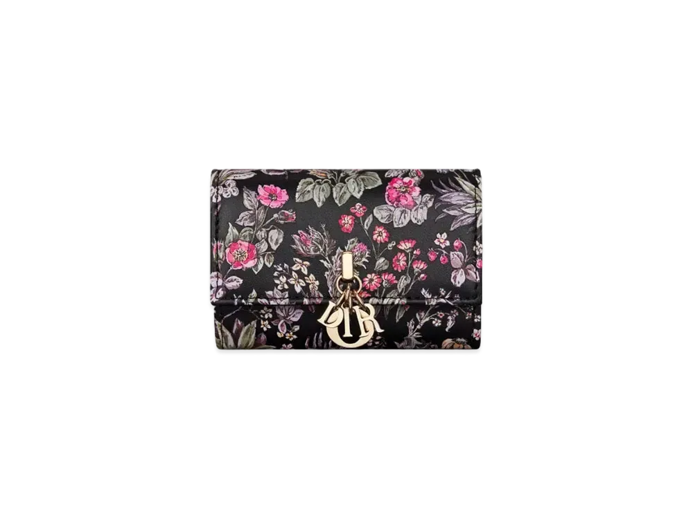 Dior My Dior Glycine Wallet Calfskin Printed with Millefiori Motif "Multi Color/Black"