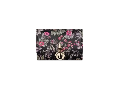 Dior My Dior Glycine Wallet Calfskin Printed with Millefiori Motif "Multi Color/Black"