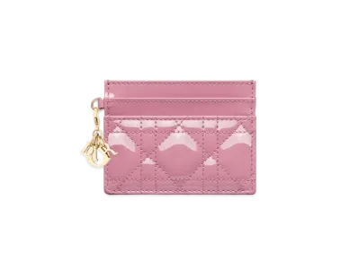 Dior Lady Dior Freesia Card Holder Patent Cannage Calfskin "Hydrangea Pink"
