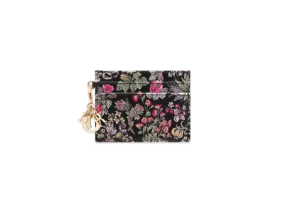 Dior Lady Dior Freesia Card Holder Calfskin Printed with Millefiori Motif "Black/Multicolor"