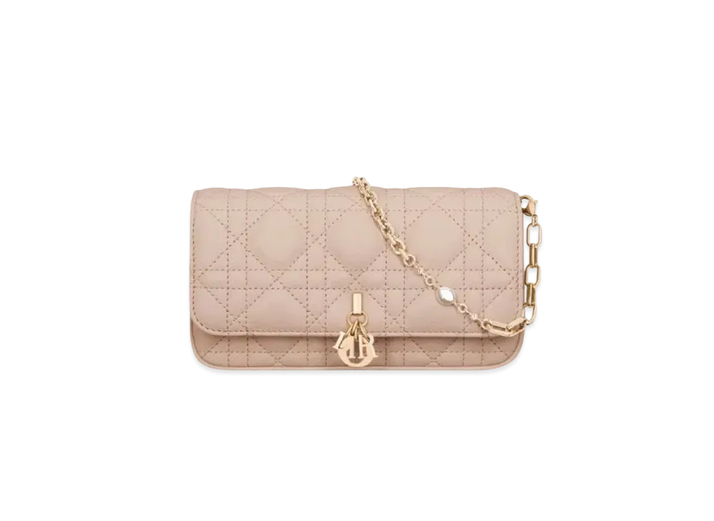Dior Lady Phone Pouch Cannage Lambskin "Caramel Beige"