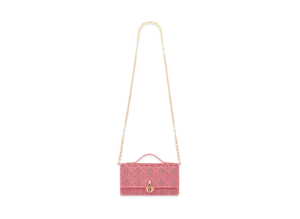 Dior Miss Dior Mini Bag Cannage Cotton Micropearl Embroidery "Light Pink"