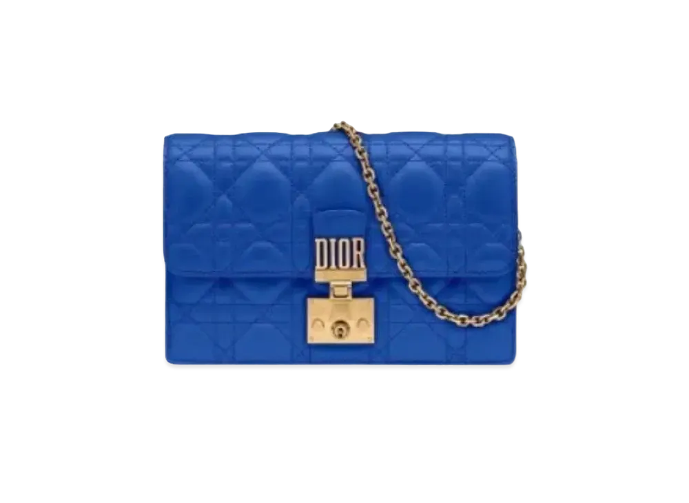 Dior Cannage Pattern Lambskin Wallet "Blue"