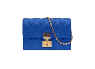 Dior Cannage Pattern Lambskin Wallet "Blue"