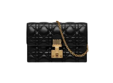 Dior Cannage Pattern Lambskin Wallet "Black"