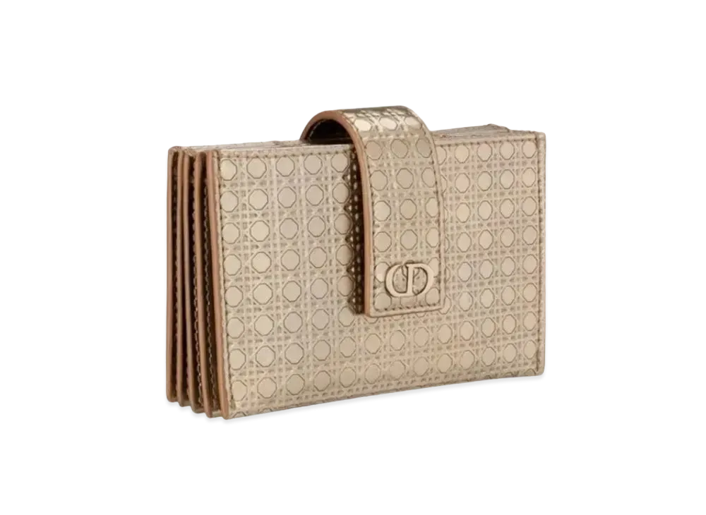 Dior Cow Leather Cannage Pattern Montenyu Card Holder "Gold"