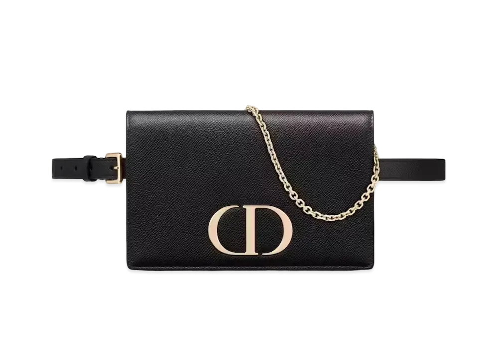 Dior 2in1 30 Montaigne Pouch Grained Calfskin "Black"