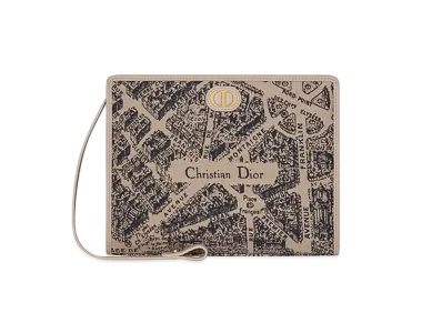 Dior 30 Montaigne Medium Pouch Plan Paris Jacquard "Beige/Black"