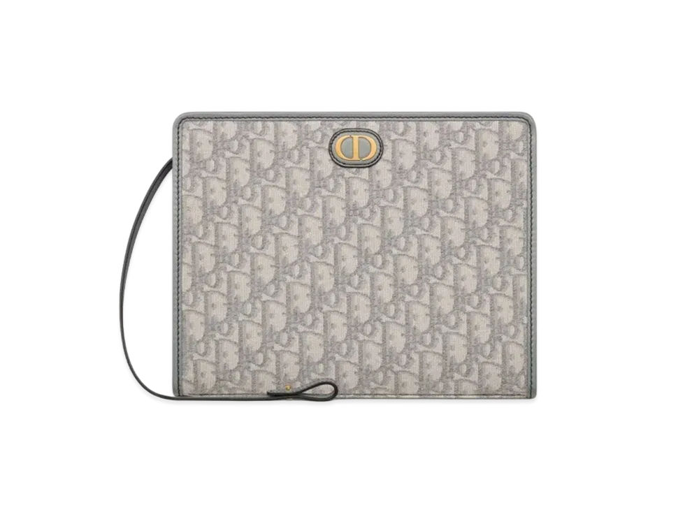 Dior Medium 30 Montaigne Pouch Dior Oblique Jacquard "Gray"