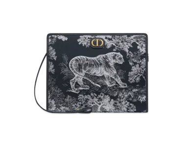 Dior 30 Montaigne Medium Pouch Reverse Jacquard "White/Blue"