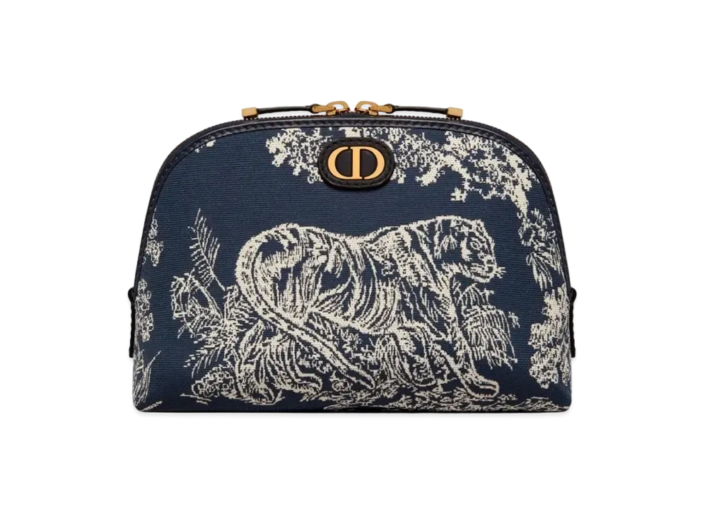 Dior 30 Montaigne Beauty Pouch Toile De Jouy Reverse Jacquard "Blue"