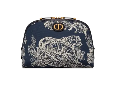 Dior 30 Montaigne Beauty Pouch Toile De Jouy Reverse Jacquard "Blue"