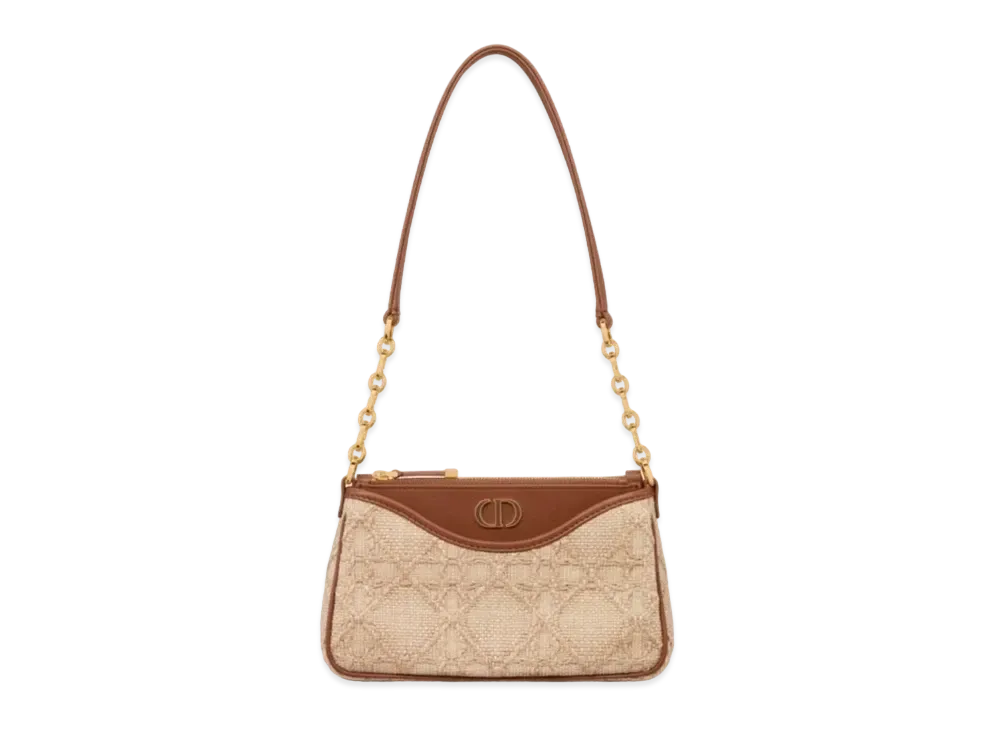 Dior 30 Montaigne Hobo Avenue Mini Bag Cannage Raffia "Natural"
