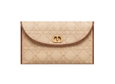 Dior 30 Montaigne Avenue Pouch Flap Cannage Raffia "Natural"