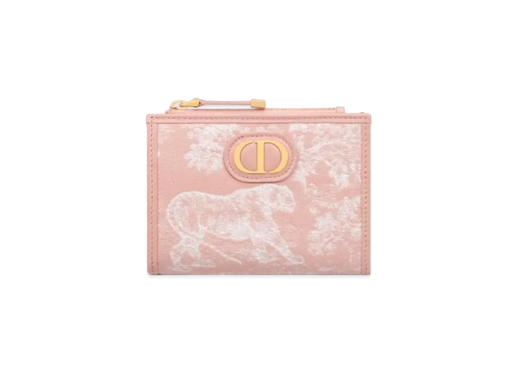 Dior 30 Montaigne Dahlia Wallet Toile de Jouy Reverse Jacquard "Pink"