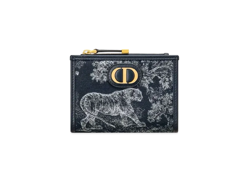 Dior 30 Montaigne Dahlia Wallet Toile de Jouy Reverse Jacquard "Blue"