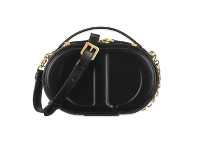 Dior CD Signature Oval Camera Bag Black Calfskin Embossed "Black"