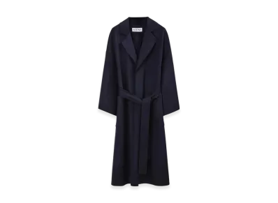 LOEWE Women's Oversize Belted Coat in Wool and Cashmere "Navy Blue"