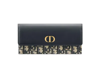 Dior 30 Montaigne Violet Wallet Dior Oblique Jacquard and Smooth Calfskin "Blue"