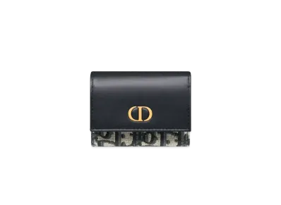 Dior 30 Montaigne Trifold Wallet Dior Oblique Jacquard and Smooth Calfskin "Blue"
