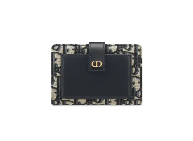 Dior 30 Montaigne Two Pocket Wallet Dior Oblique Jacquard and Smooth Calfskin "Blue"