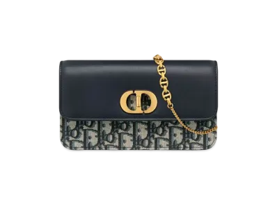 Dior Miss Caro Pouch with Chain Dior Oblique Jacquard and Smooth Calfskin "Blue"