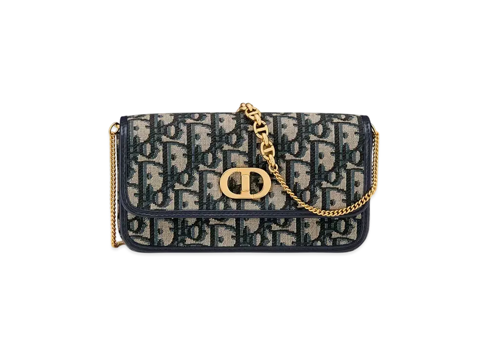 Dior Small Miss Caro Pouch with Chain Dior Oblique Jacquard "Blue"