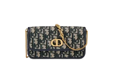 Dior Small Miss Caro Pouch with Chain Dior Oblique Jacquard "Blue"