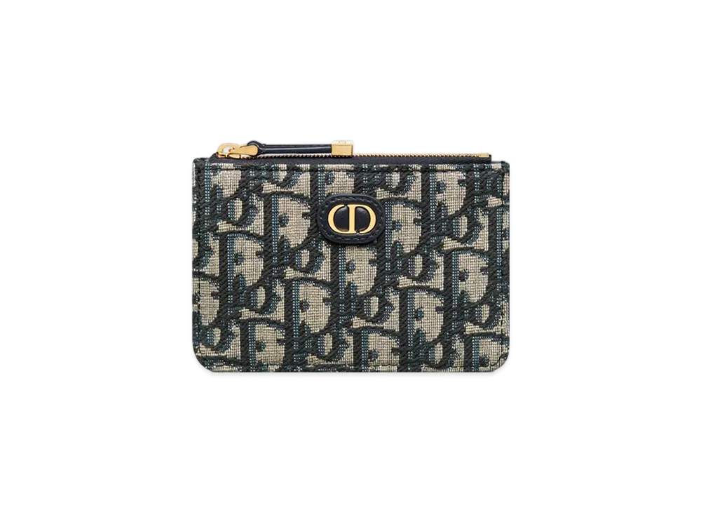Dior 30 Montaigne Marigold Zipped Card Holder Dior Oblique Jacquard "Blue"
