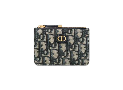 Dior 30 Montaigne Marigold Zipped Card Holder Dior Oblique Jacquard "Blue"