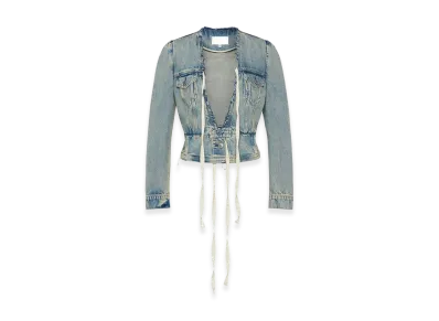 Maison Margiela Women's Raw Cut Hem Denim Jacket "Blue"