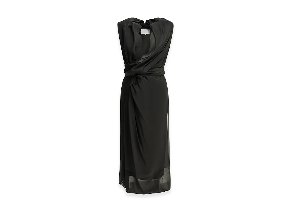 Maison Margiela Women's Draped Silk Midi Dress "Black"