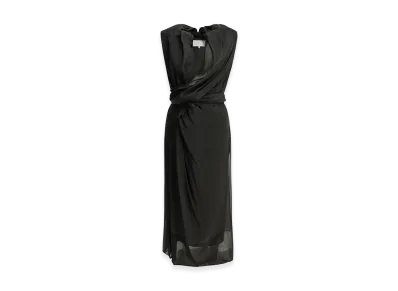 Maison Margiela Women's Draped Silk Midi Dress "Black"